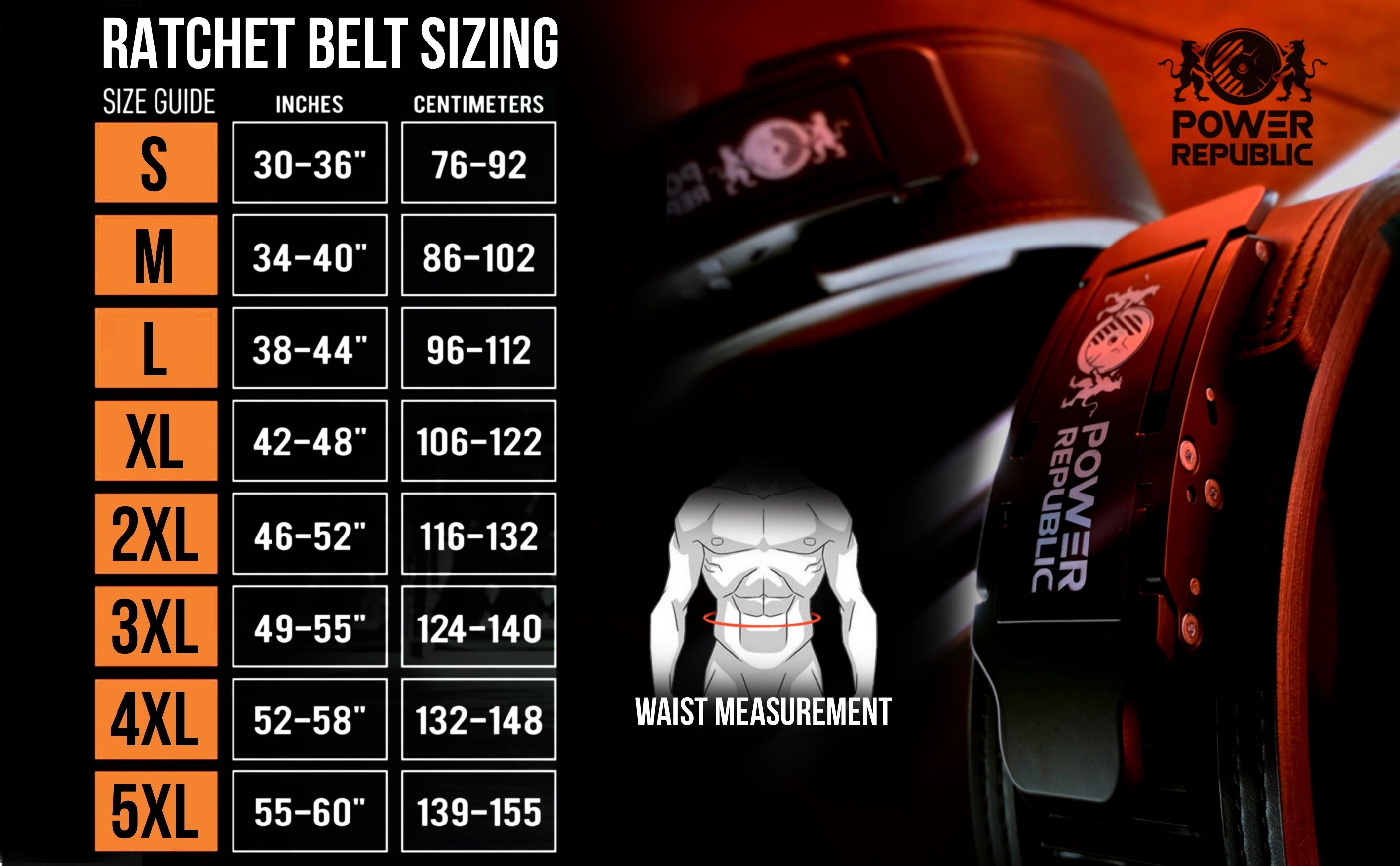 Size Guide — Power belt PRO 2.0 – Lever Belt | Power Republic Gear