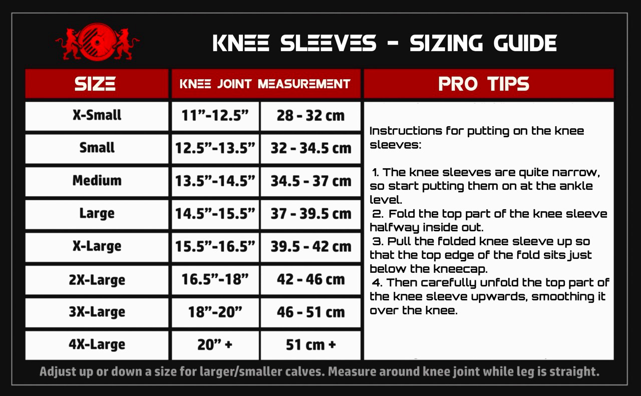 Size Guide — ANVIL Hard Knee sleeves