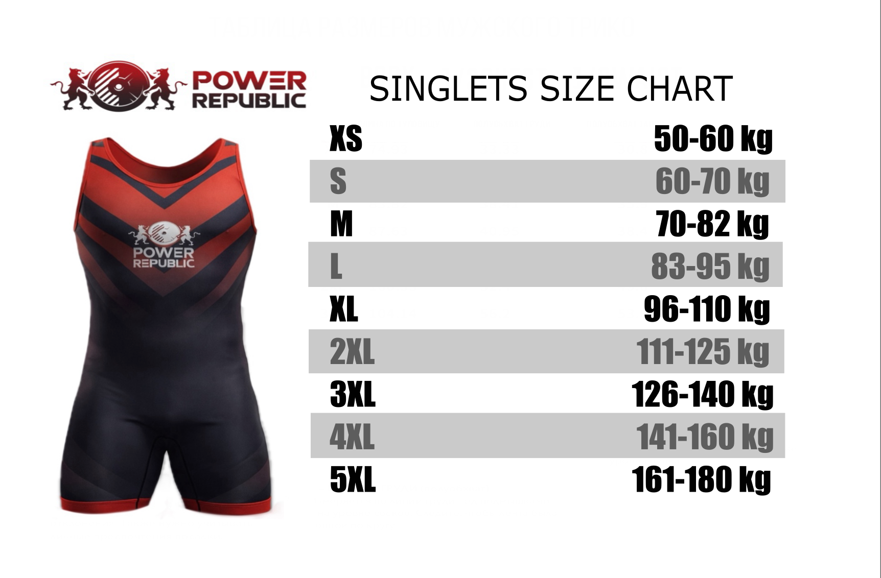 Size Guide — PRG Singlet for powerlifting R&B
